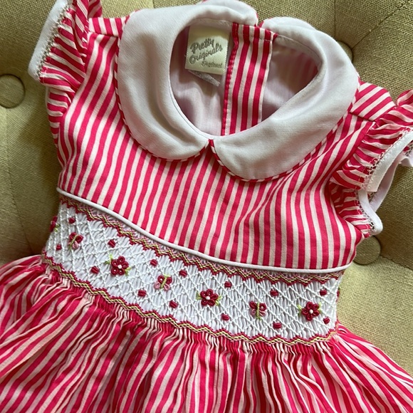 Pretty Originals - England - Pink Candy Striped Smocked Dress - Picture 4 of 5